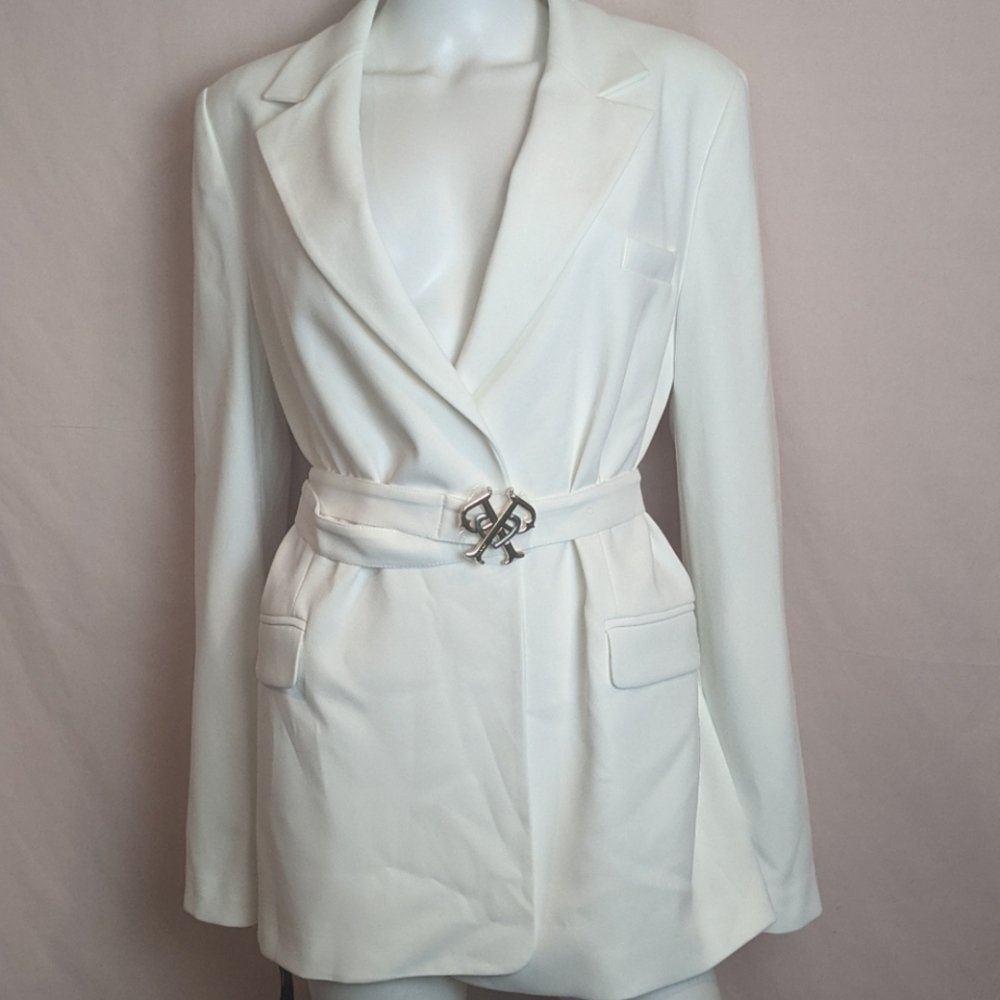 Pinko Cola 1 Giacca White Belted Jacket Size 10